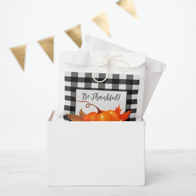 Thanksgiving Pumpkin Buffalo Plaid Favour Bag (Party)