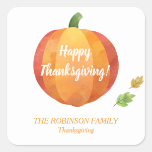 Thanksgiving Pumpkin Custom Square Sticker