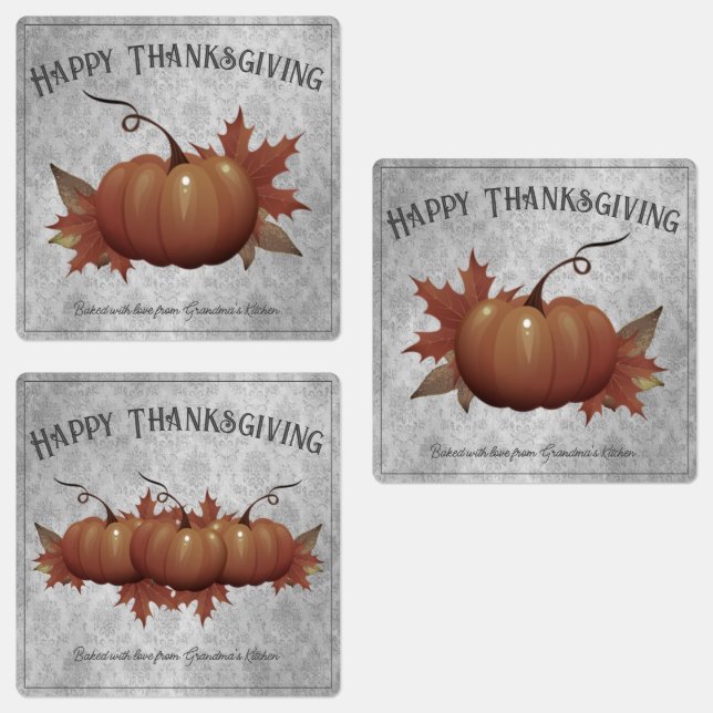 Thanksgiving Pumpkin Damask | Grey (Group)
