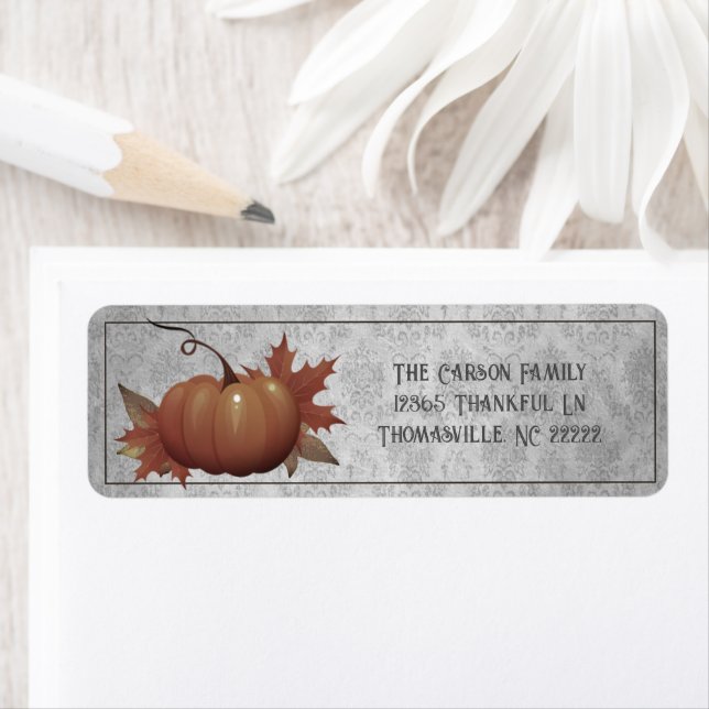 Thanksgiving Pumpkin Damask | Grey Label (Insitu)