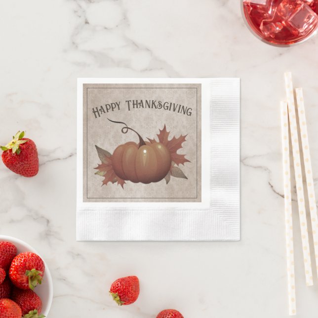 Thanksgiving Pumpkin Damask Napkin (Insitu)