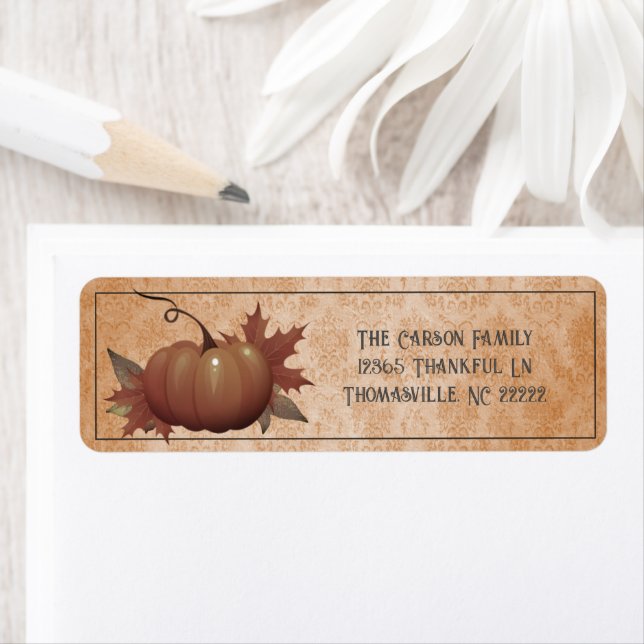 Thanksgiving Pumpkin Damask | Orange Label (Insitu)