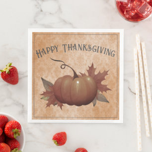 Thanksgiving Pumpkin Damask   Orange Napkin