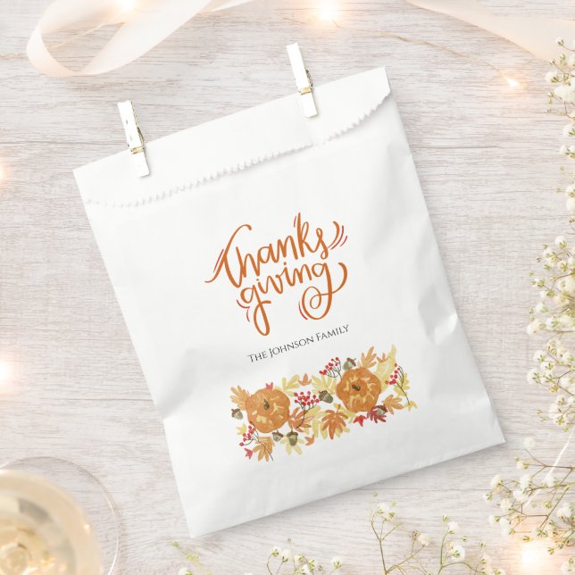 Thanksgiving Pumpkin Dinner Favour Bags (Clipped)