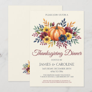 Thanksgiving Pumpkin Dinner Invitation