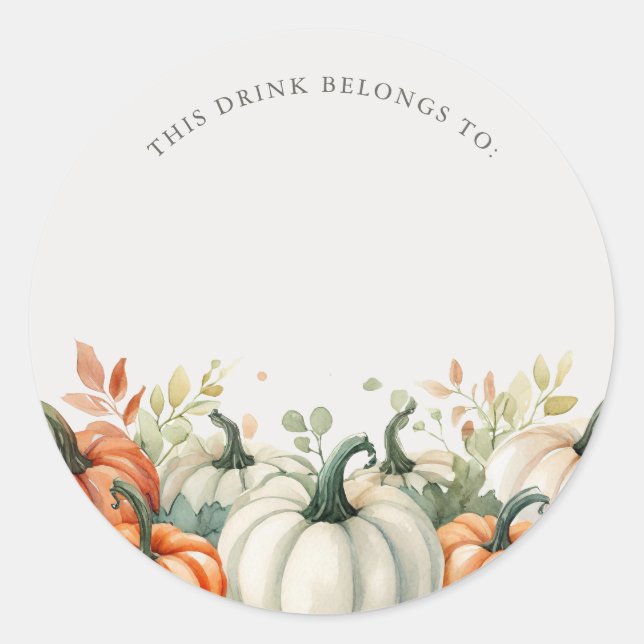 Thanksgiving Pumpkin Drink Stickers (Front)