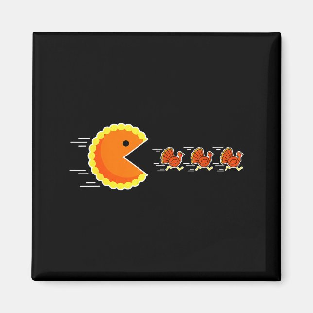 Thanksgiving Pumpkin E Chasing Turkey Gamer Men Wo Magnet (Front)
