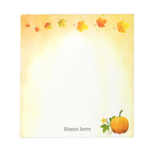 Thanksgiving Pumpkin & Fall Leaves  Notepad