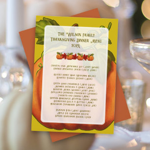 Thanksgiving Pumpkin Family Dinner Menu Template