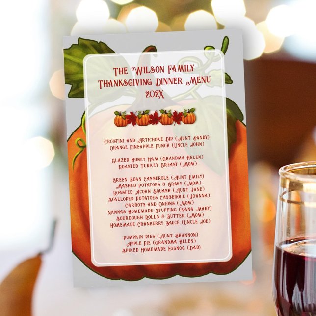 Thanksgiving Pumpkin Family Dinner Menu Template (Creator Uploaded)