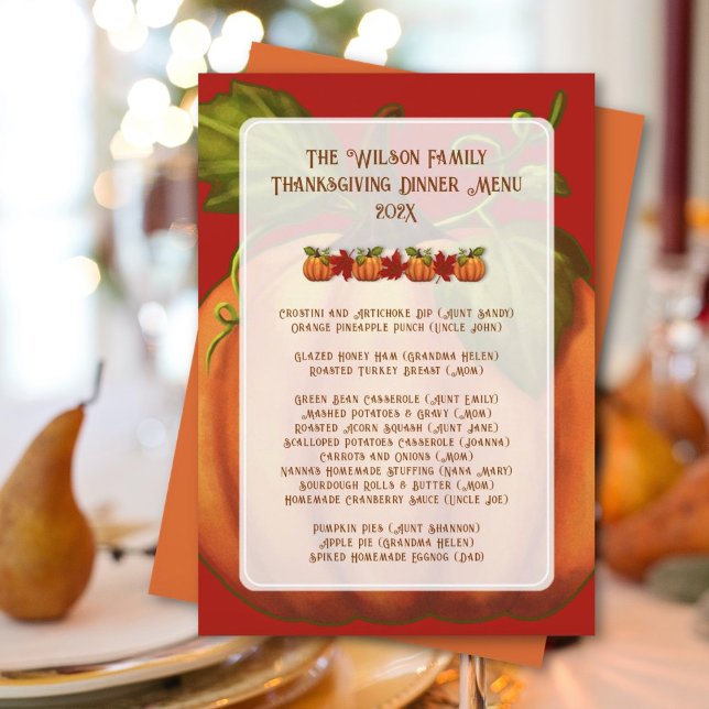 Thanksgiving Pumpkin Family Dinner Menu Template (Creator Uploaded)