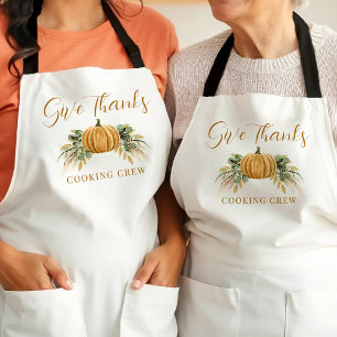 Thanksgiving Pumpkin Give Thanks Cooking Crew  Apron