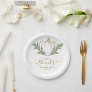 Thanksgiving Pumpkin Greenery Paper Plate