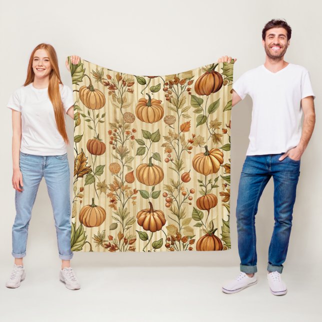 Thanksgiving Pumpkin Harvest Autumn Pattern Fleece Blanket (In Situ)
