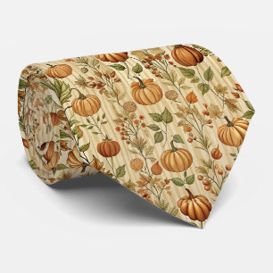 Thanksgiving Pumpkin Harvest Autumn Pattern Tie