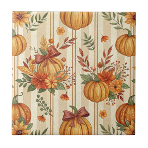 Thanksgiving Pumpkin Harvest Autumn Pattern Tile