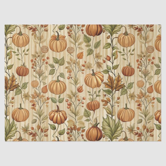 Thanksgiving Pumpkin Harvest Autumn Pattern Tissue Paper (Front)