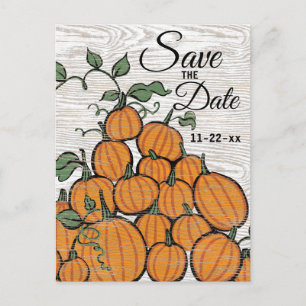 Thanksgiving Pumpkin Harvest Rustic Save the Date Invitation Postcard