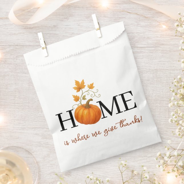 Thanksgiving Pumpkin Home is Where We Give Thanks Favour Bags (Clipped)