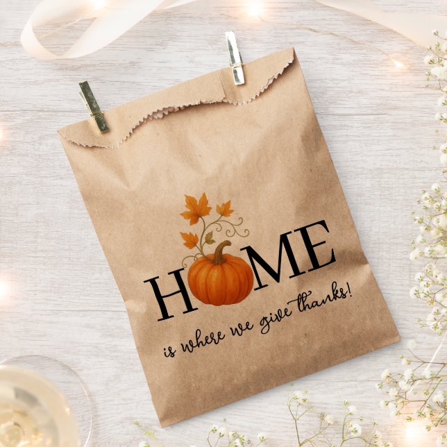 Thanksgiving Pumpkin Home is Where We Give Thanks Favour Bags (Clipped)