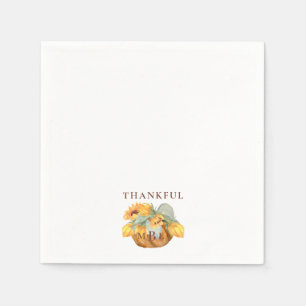 Thanksgiving Pumpkin Monogram Thankful Cocktail Napkin