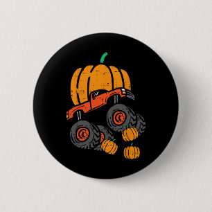 Thanksgiving Pumpkin On Monster Truck Fall Boys Ki 6 Cm Round Badge