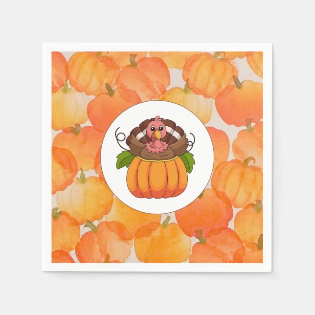 Thanksgiving Pumpkin Paper Napkin (Front)