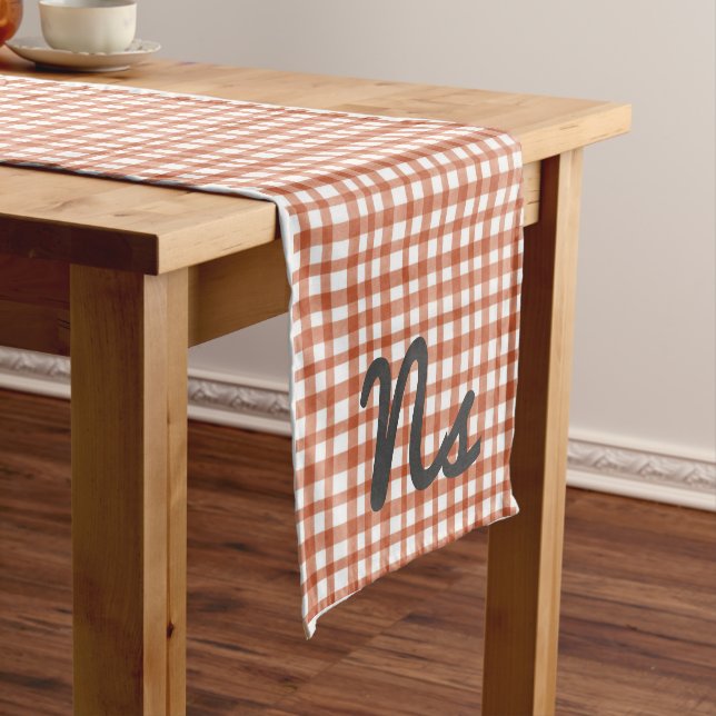 Thanksgiving Pumpkin Party Plaid Short Table Runner (In Situ)
