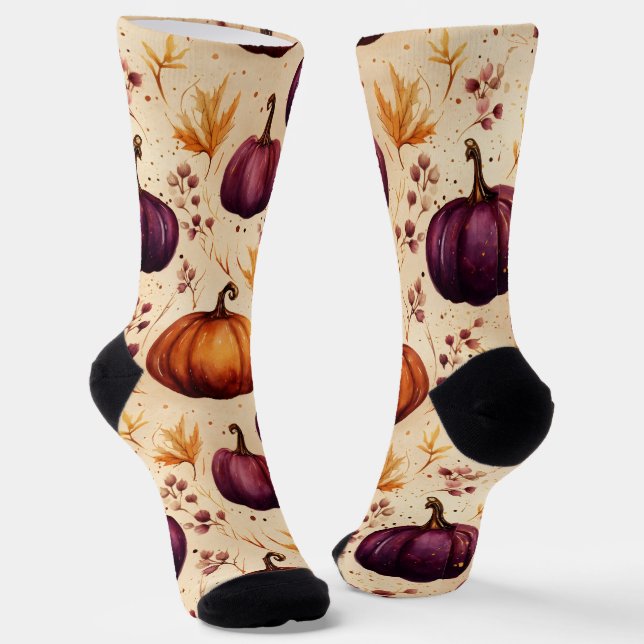 Thanksgiving Pumpkin Patch Pumpkins Autumn Harvest Socks (Angled)