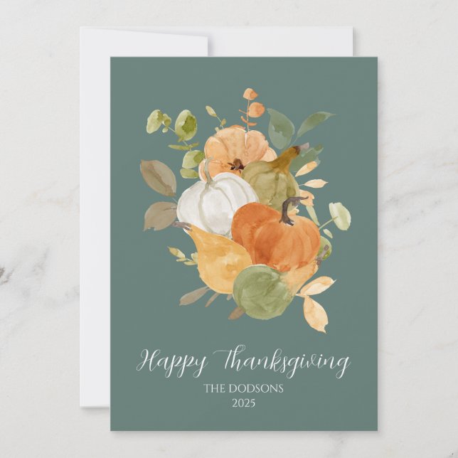 Thanksgiving Pumpkin Photo Card (Front)
