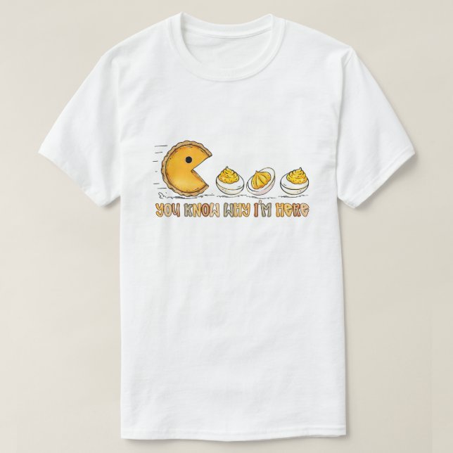 Thanksgiving Pumpkin Pie Chasing, Funny Fall Desse T-Shirt (Design Front)