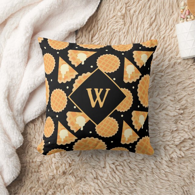 Thanksgiving Pumpkin Pie Patterned Monogram Fall Cushion (Blanket)