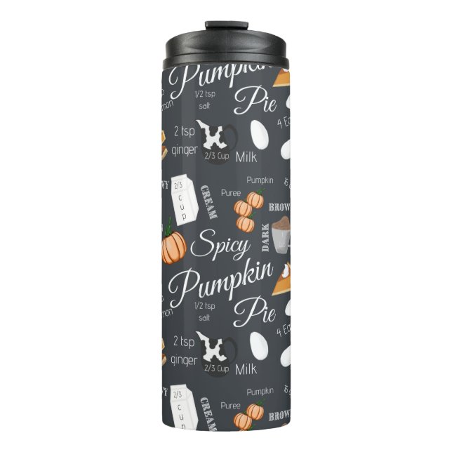 Thanksgiving Pumpkin Pie Recipe Thermal Tumbler (Front)