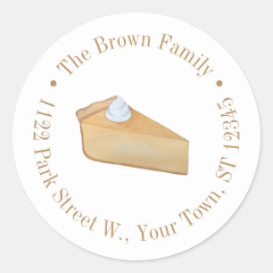 Thanksgiving Pumpkin Pie Return Address Classic Round Sticker
