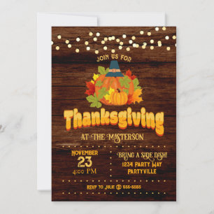 Thanksgiving Pumpkin Pilgrim Lights Invitation