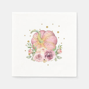 Thanksgiving Pumpkin Pink Gold Napkin