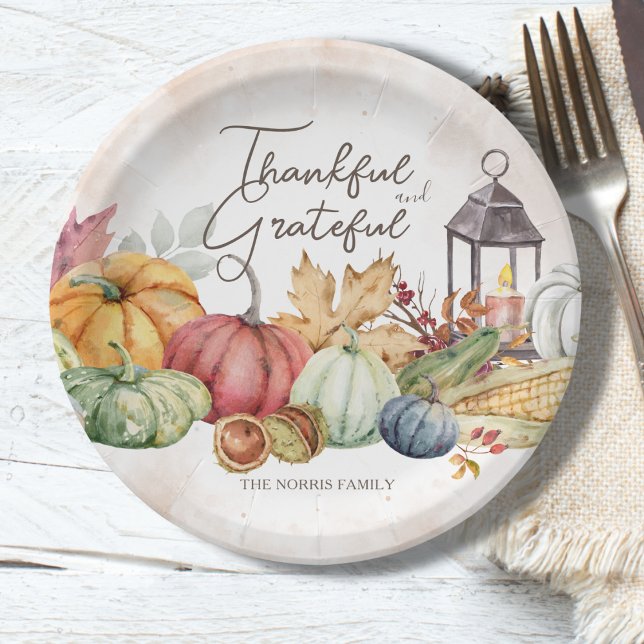 Thanksgiving Pumpkin Rustic Autumn Paper Plates (Creator Uploaded)