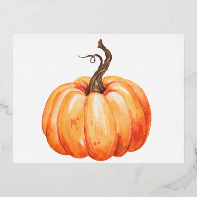 Thanksgiving Pumpkin Series Design 13  Foil Holiday Postcard (Front)