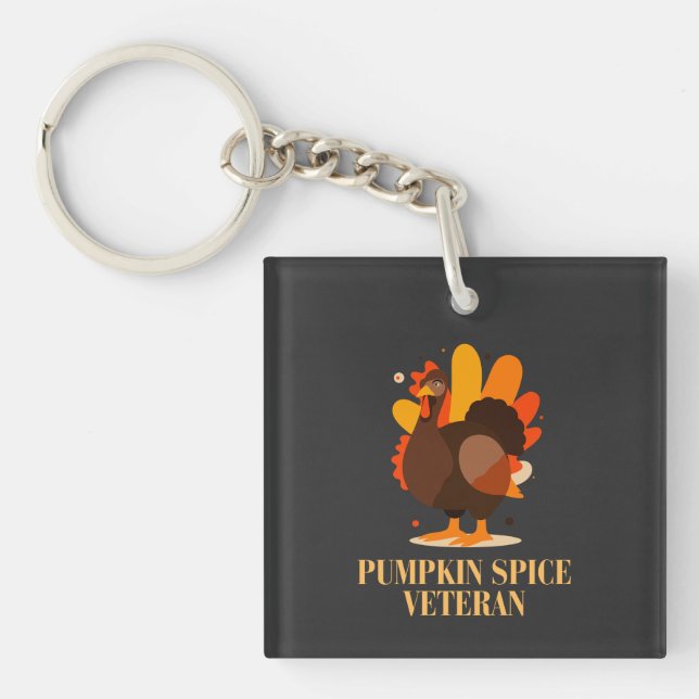 Thanksgiving Pumpkin Spice Veteran Key Ring (Front)