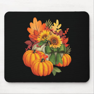 Thanksgiving Pumpkin Sunflower Fall Autumn Holiday Mouse Mat