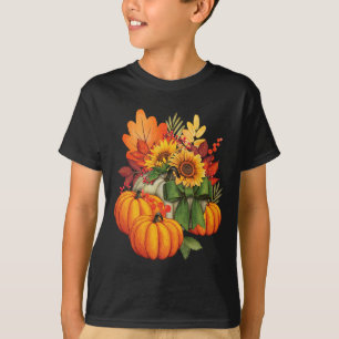 Thanksgiving Pumpkin Sunflower Fall Autumn Holiday T-Shirt