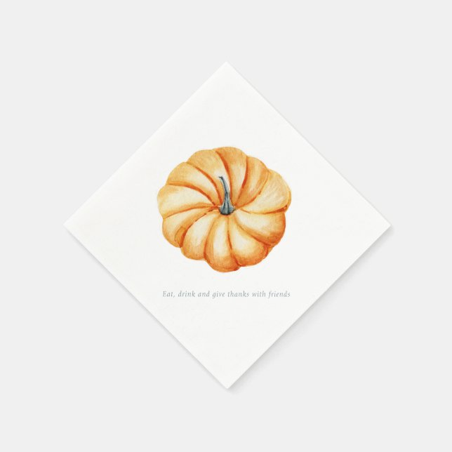 Thanksgiving pumpkin watercolor blue and orange napkin (Corner)