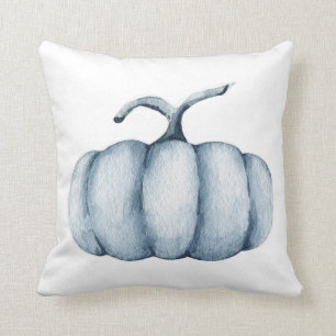 Thanksgiving pumpkin watercolor blue design cushion