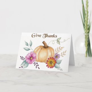 Thanksgiving Pumpkin watercolor hand painted Card