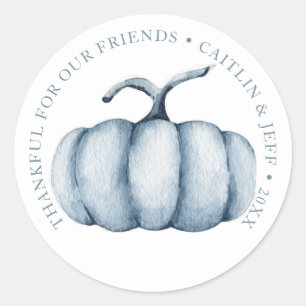 Thanksgiving pumpkin watercolor personalised classic round sticker