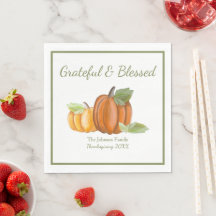 Thanksgiving Pumpkin Watercolor Personalised