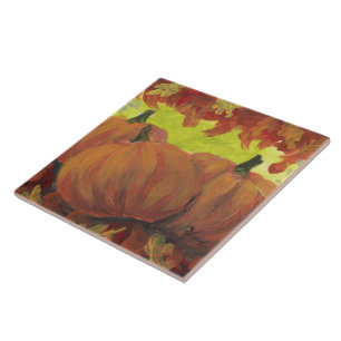 Thanksgiving Pumpkins #1 Fall Autumn Leaves Tile