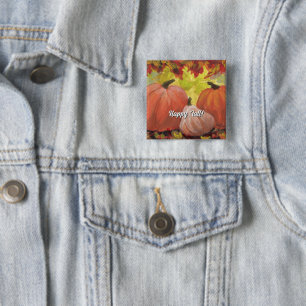 Thanksgiving Pumpkins #2 Fall Autumn Leaves 15 Cm Square Badge