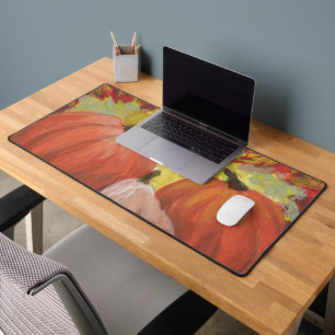 Thanksgiving Pumpkins #2 Fall Autumn Leaves Desk Mat