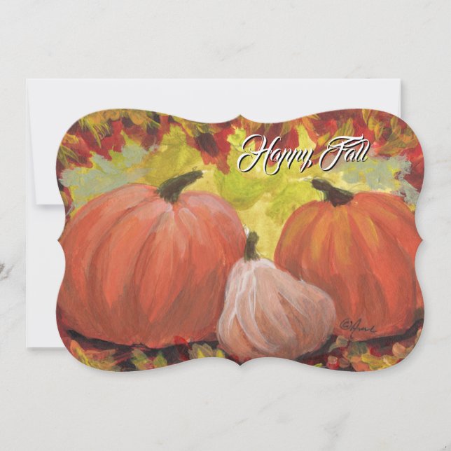 Thanksgiving Pumpkins #2 Fall Autumn Leaves Holiday Card (Front)